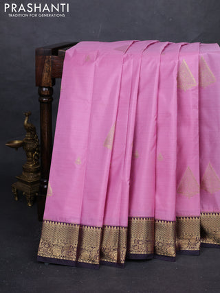 Pink & Black Bangalori Silk - Buttas