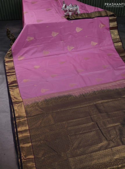 Pink & Black Bangalori Silk - Buttas