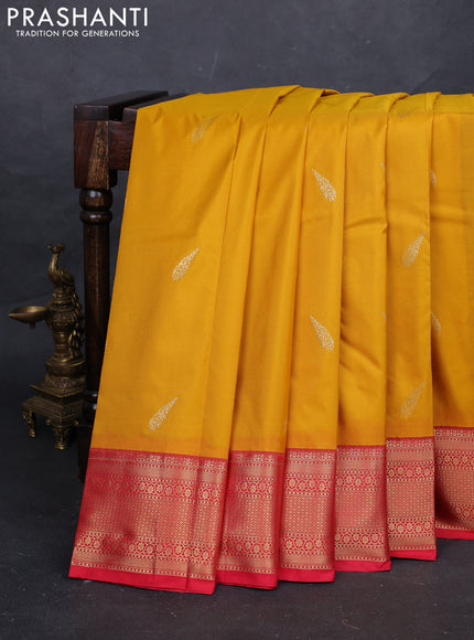 Mustard Yellow & Pink Bangalori Silk - Buttas