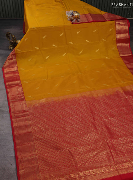 Mustard Yellow & Pink Bangalori Silk - Buttas