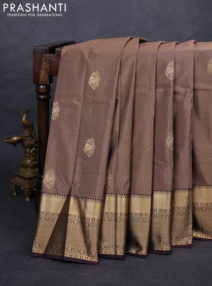 Brown & Wine Bangalori Silk - Buttas