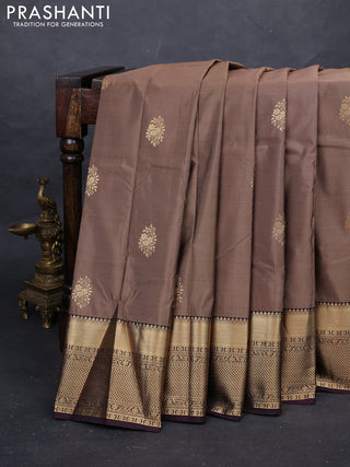 Brown & Wine Bangalori Silk - Buttas