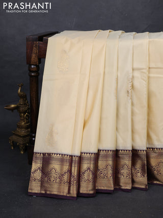 Cream & Wine Bangalori Silk - Buttas