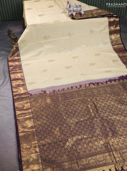 Cream & Wine Bangalori Silk - Buttas