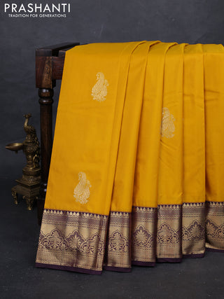 Yellow & Wine Bangalori Silk - Buttas