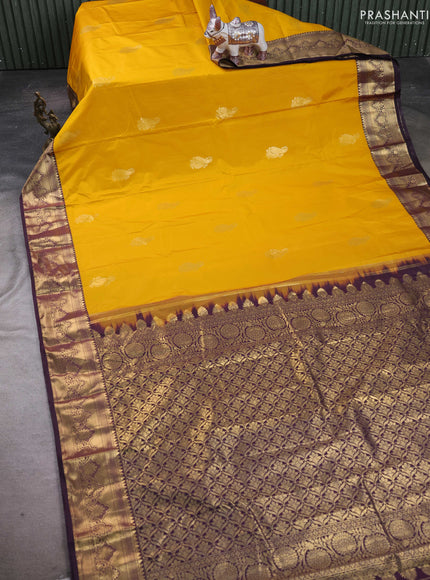 Yellow & Wine Bangalori Silk - Buttas