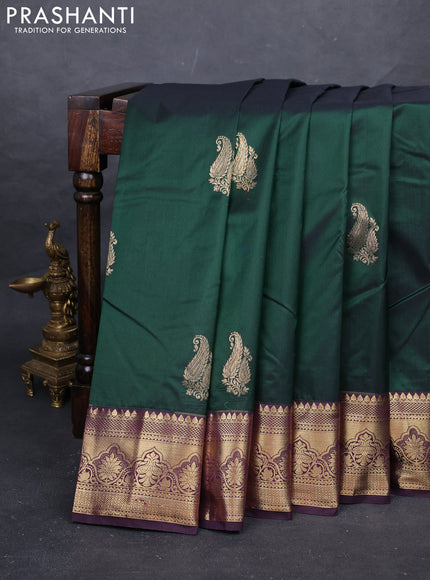Bottle Green & Wine Bangalori Silk - Buttas