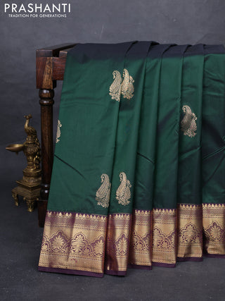Bottle Green & Wine Bangalori Silk - Buttas