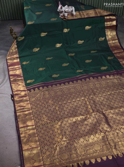 Bottle Green & Wine Bangalori Silk - Buttas