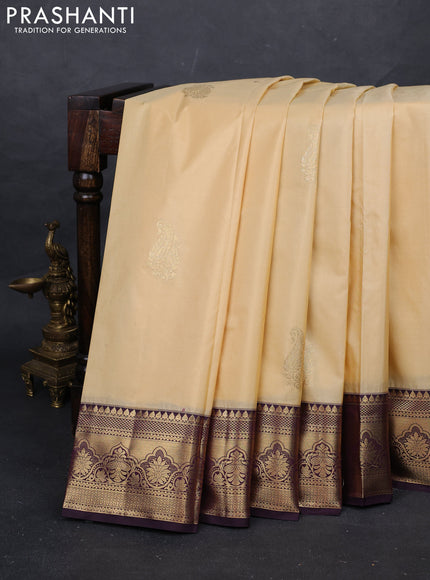 Cream & Wine Bangalori Silk - Buttas