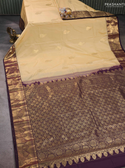 Cream & Wine Bangalori Silk - Buttas