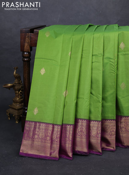Green & Purple Bangalori Silk - Buttas