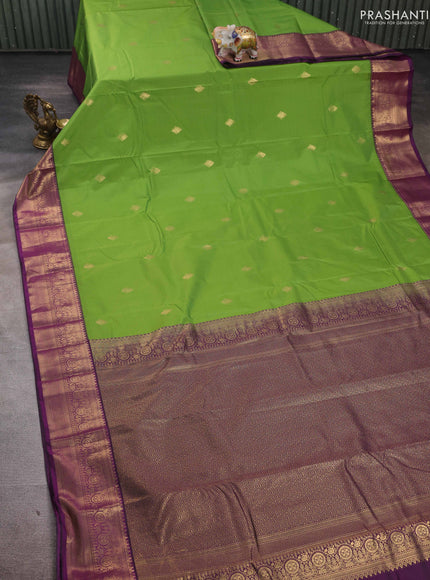 Green & Purple Bangalori Silk - Buttas