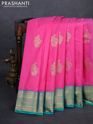 Pink & Teal Green Bangalori Silk - Buttas