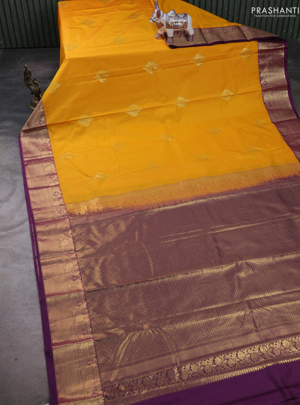 Yellow & Purple Bangalori Silk - Buttas