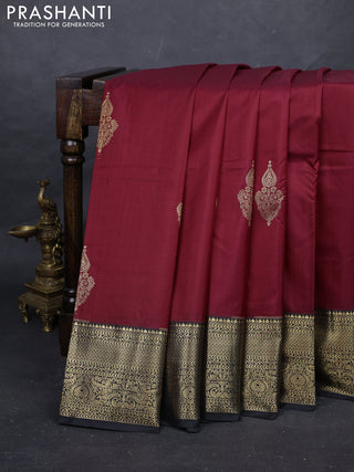 Maroon & Black Bangalori Silk - Buttas