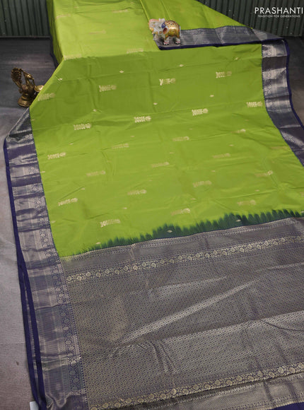 Green & Navy Blue Bangalori Silk - Buttas