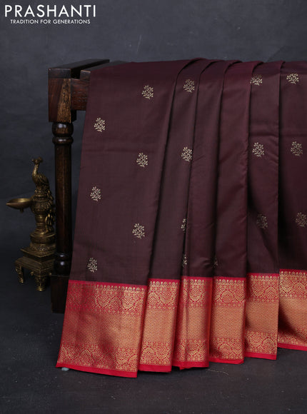 Coffee Brown & Pink Bangalori Silk - Buttas