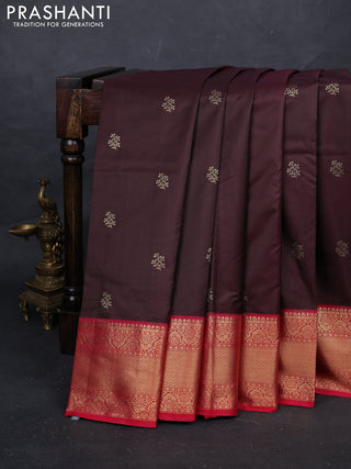 Coffee Brown & Pink Bangalori Silk - Buttas