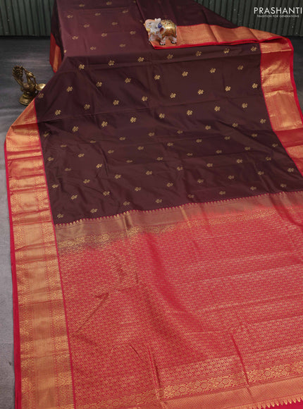 Coffee Brown & Pink Bangalori Silk - Buttas