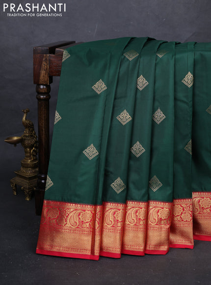 Green & Red Bangalori Silk - Buttas