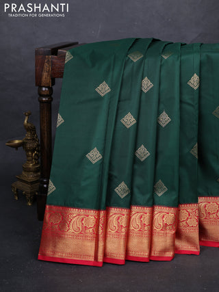 Green & Red Bangalori Silk - Buttas