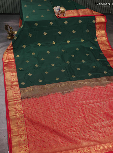Green & Red Bangalori Silk - Buttas