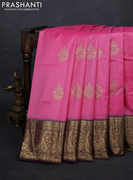 Pink & Maroon Bangalori Silk - Buttas