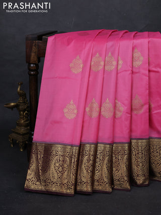 Pink & Maroon Bangalori Silk - Buttas