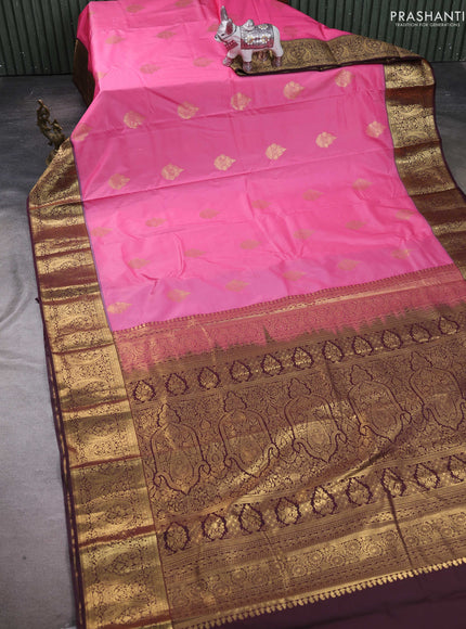 Pink & Maroon Bangalori Silk - Buttas