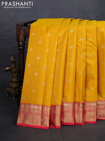 Yellow & Red Bangalori Silk - Buttas