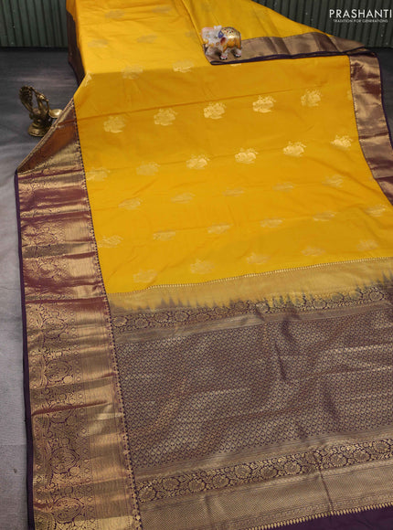 Mustard Yellow & Wine Bangalori Silk - Buttas