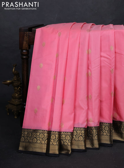 Pink & Black Bangalori Silk - Buttas