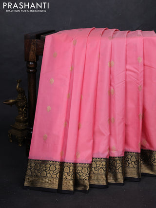 Pink & Black Bangalori Silk - Buttas