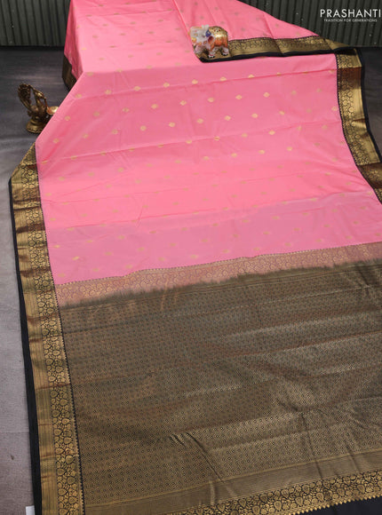 Pink & Black Bangalori Silk - Buttas