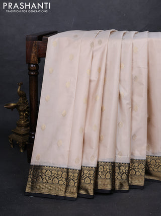 Beige & Black Bangalori Silk - Buttas