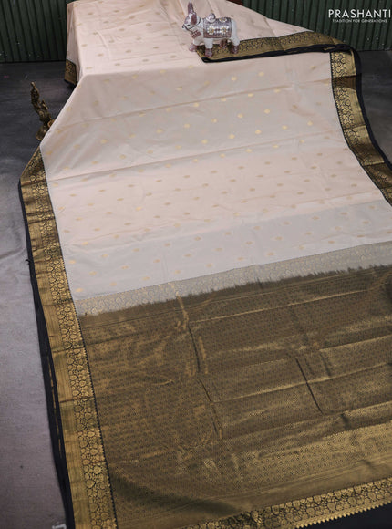 Beige & Black Bangalori Silk - Buttas