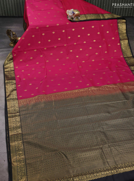 Pink & Black Bangalori Silk - Buttas