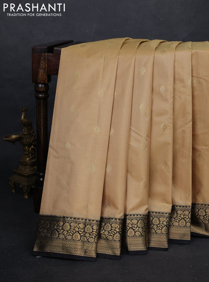 Beige & Black Bangalori Silk - Buttas