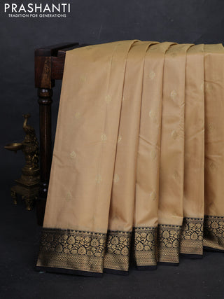 Beige & Black Bangalori Silk - Buttas