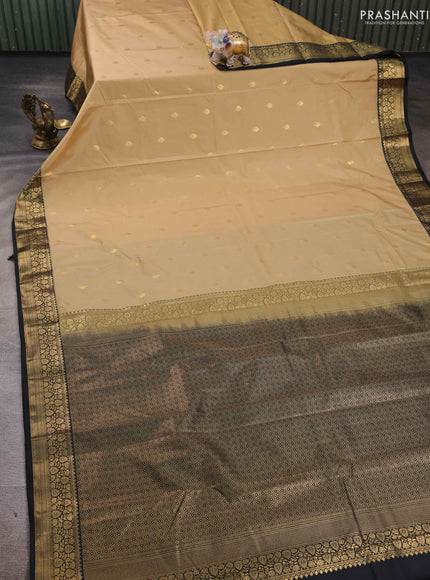 Beige & Black Bangalori Silk - Buttas