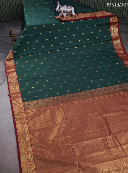 Green & Maroon Bangalori Silk - Buttas