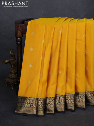 Yellow & Black Bangalori Silk - Buttas