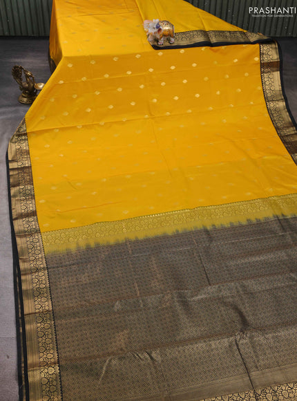 Yellow & Black Bangalori Silk - Buttas