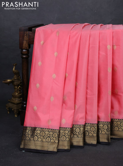 Pink & Black Bangalori Silk - Buttas