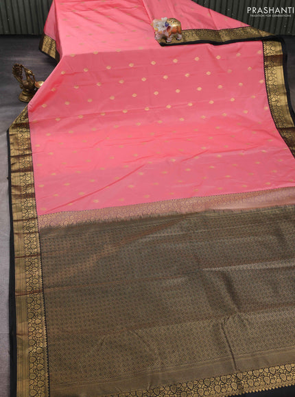 Pink & Black Bangalori Silk - Buttas
