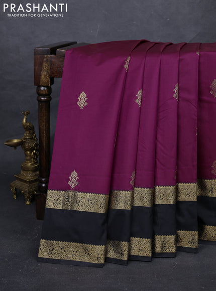 Wine & Black Bangalori Silk - Buttas
