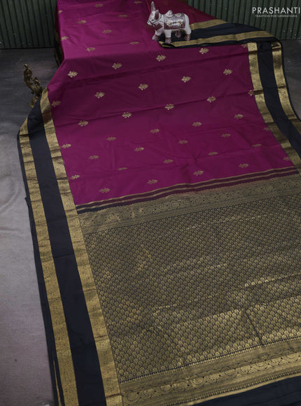 Wine & Black Bangalori Silk - Buttas