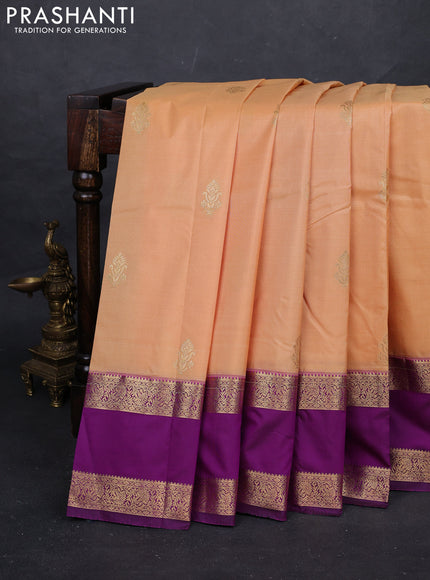 Peach & Purple Bangalori Silk - Buttas
