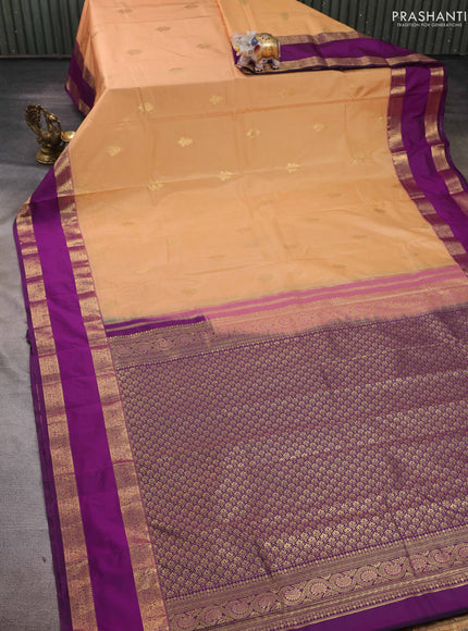 Peach & Purple Bangalori Silk - Buttas